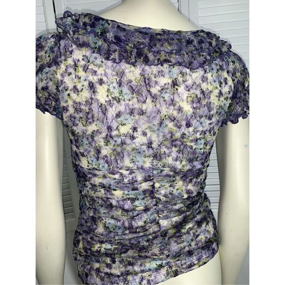 Y2K AB STUDIO Floral Mesh Top Size Small‎ - Picture 2 of 10